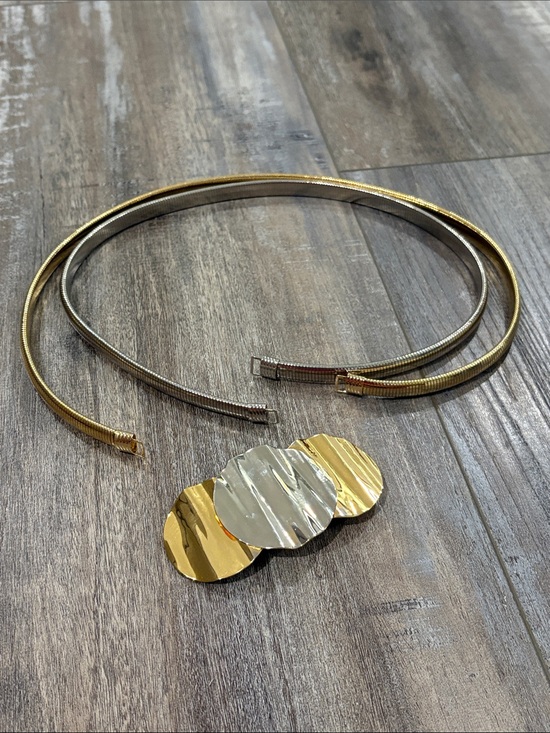 Assocraft Accessories - Vintage 80’s Metal Stretchy Snake Belt Shiny Gold & Silver Metallic set
